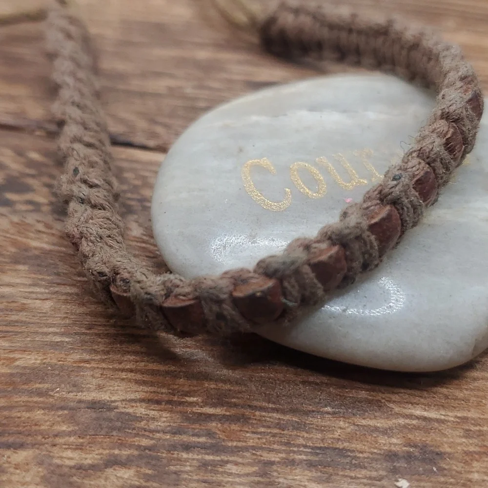 Rustic heishi native‎ braided bracelet B3114